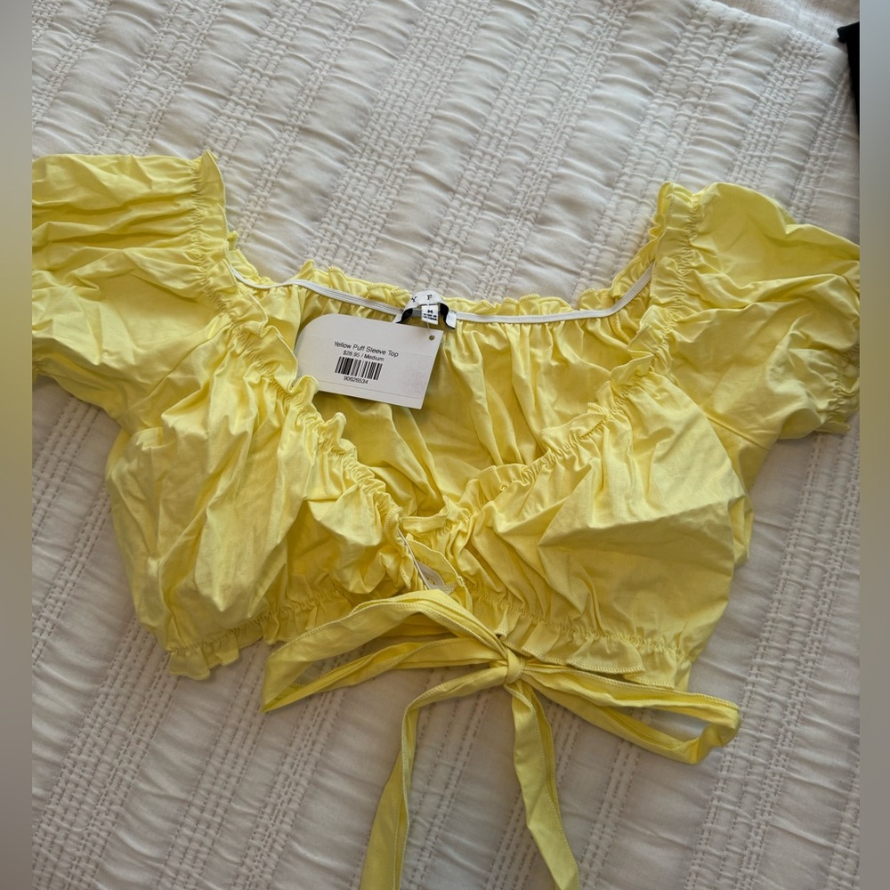 Yellow Ruffled Front-Tie Top!